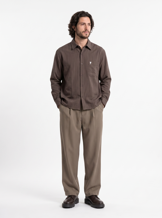 Long Sleeve Box Fit Shirt Brown/1002-202-25