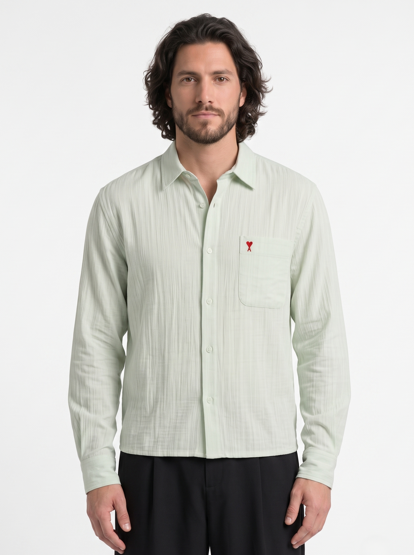 Long Sleeve Box Fit Shirt Mint Green/1002-202-32