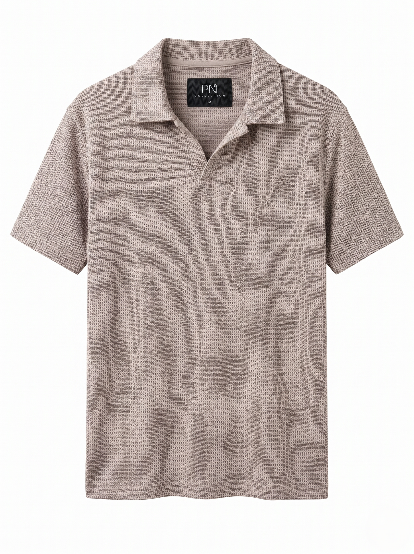 Textured Open-Collar Polo shirt/1016-205