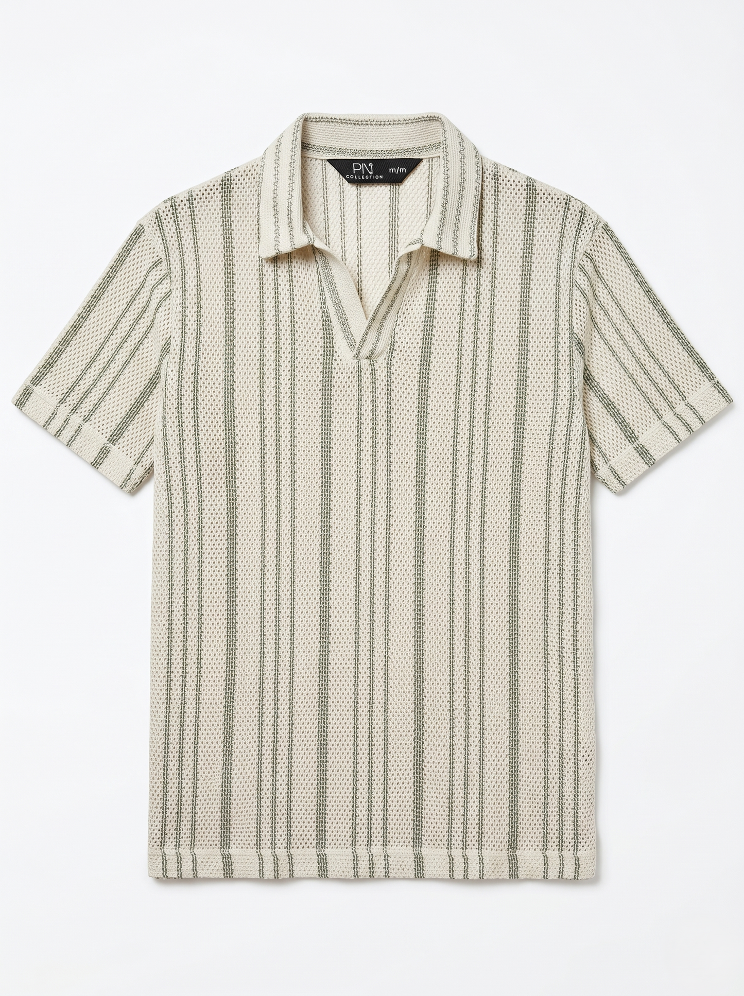 Relaxed-Fit Knit Polo With a Striped Design Olivegreen/1003-205-14