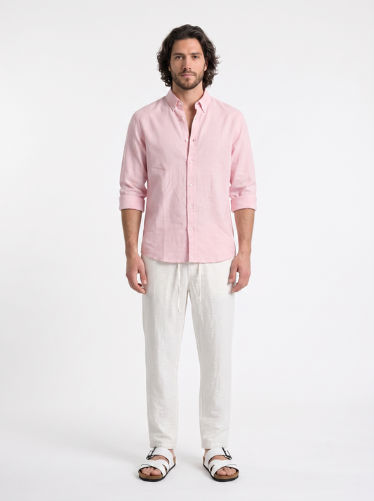 Relaxed Fit Linen Pants white/1007-203-12