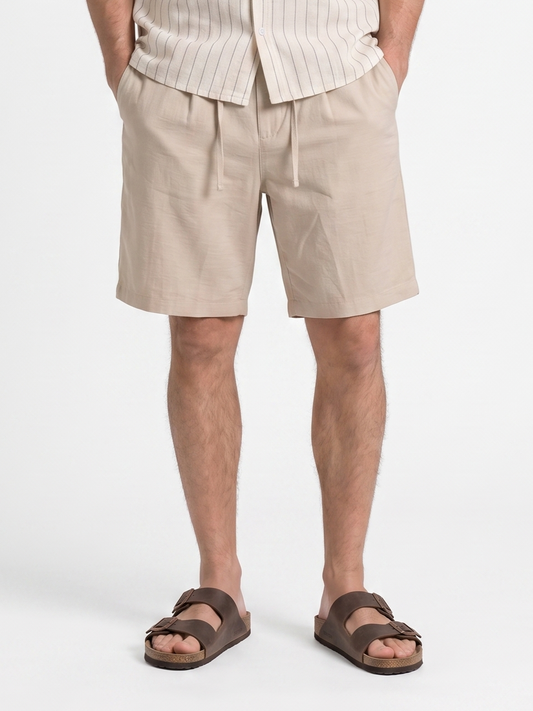 Linen Relaxed Fit Bermuda Shorts Beige/1011-204-13