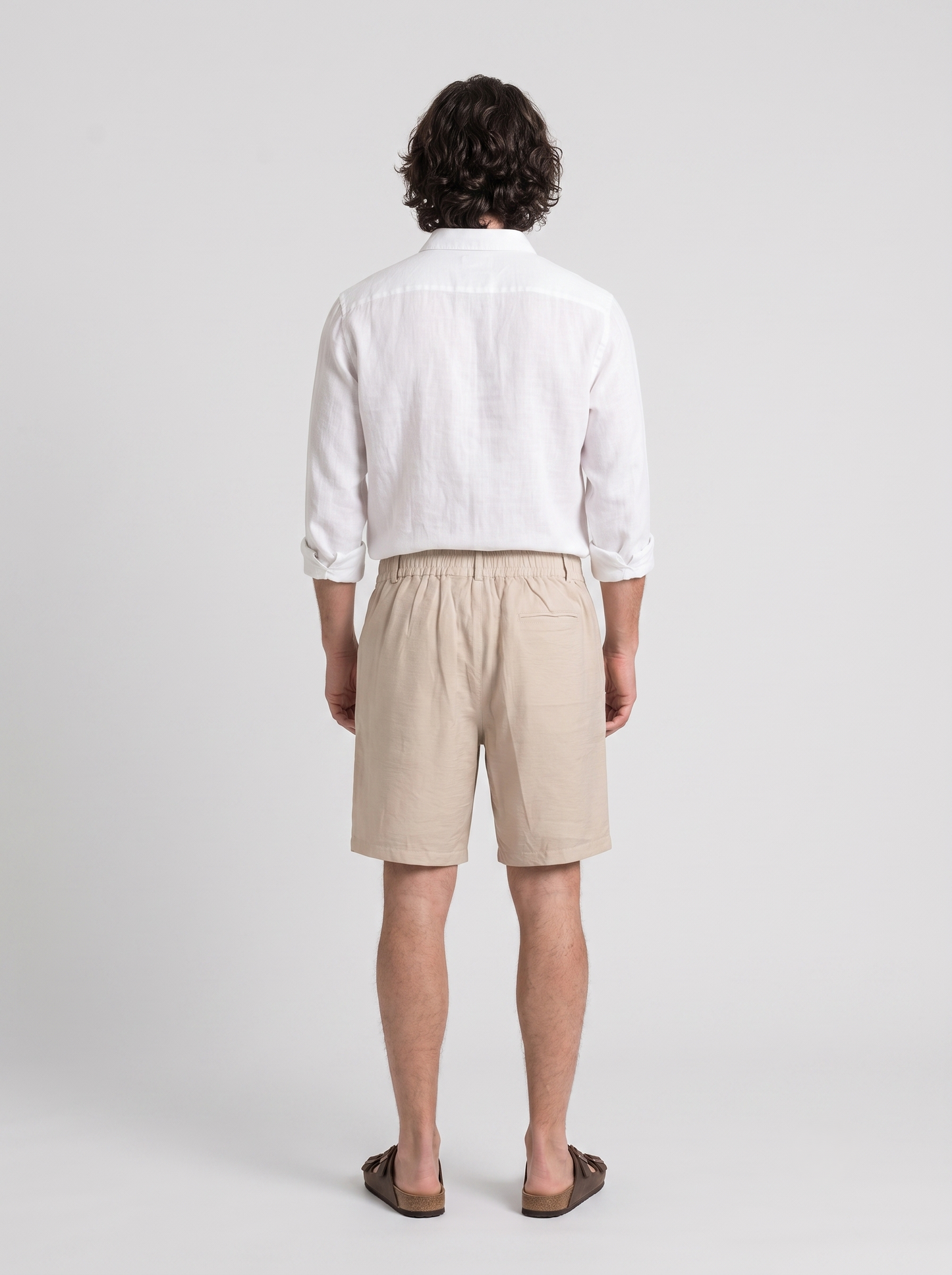 Linen Relaxed Fit Bermuda Shorts Beige/1011-204-13