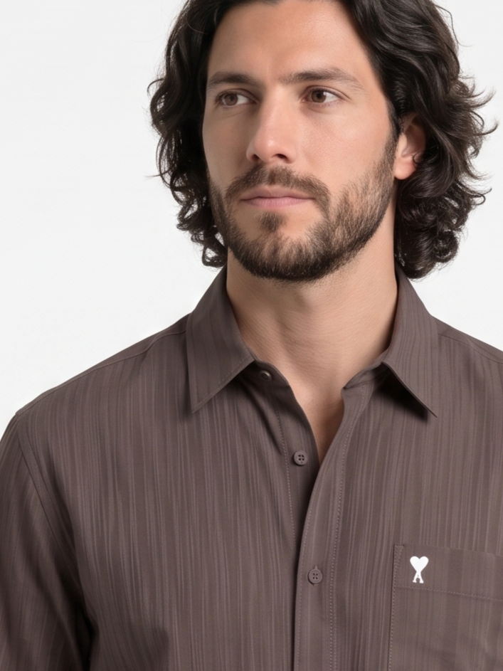 Long Sleeve Box Fit Shirt Brown/1002-202-25