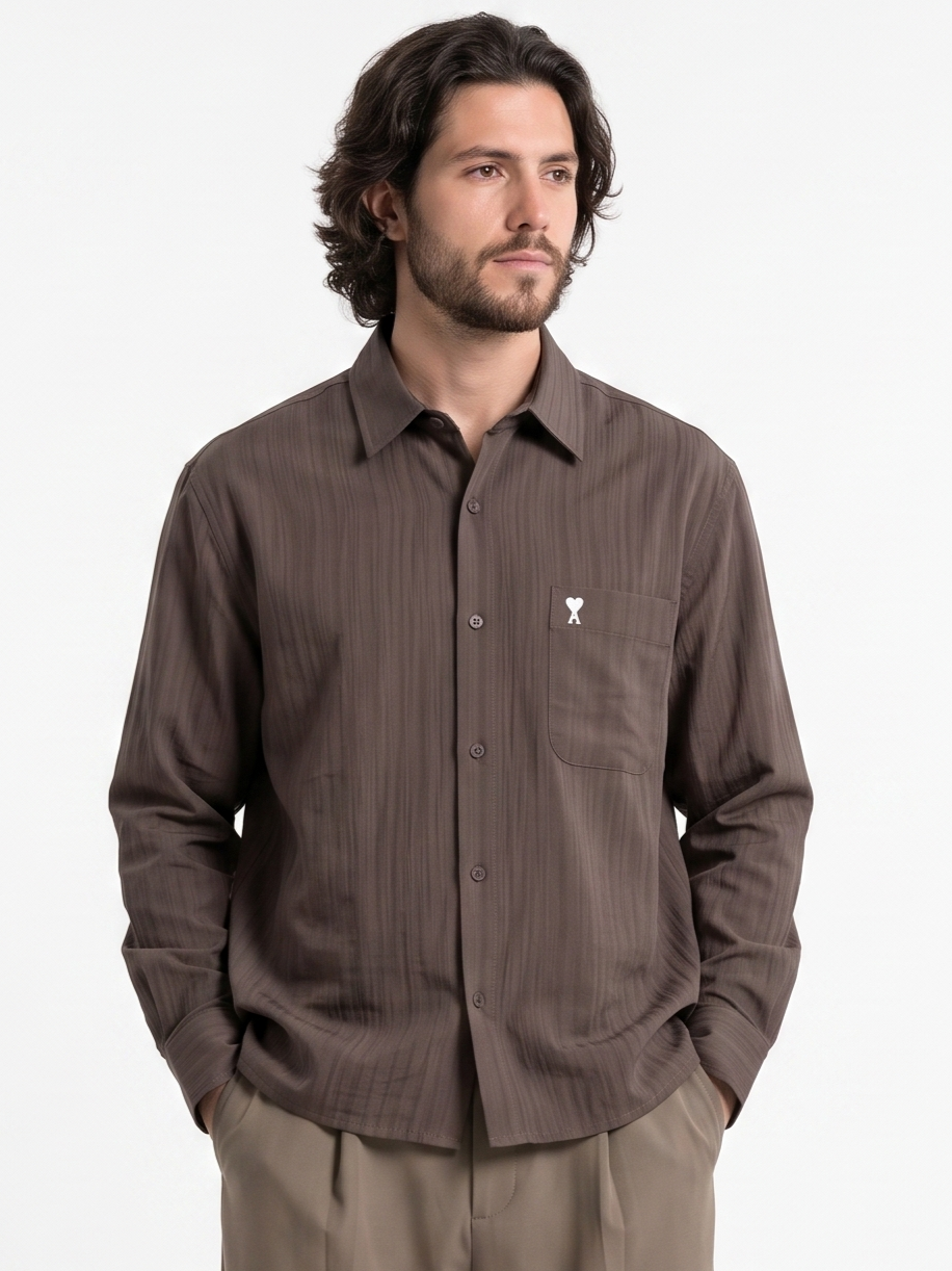 Long Sleeve Box Fit Shirt Brown/1002-202-25