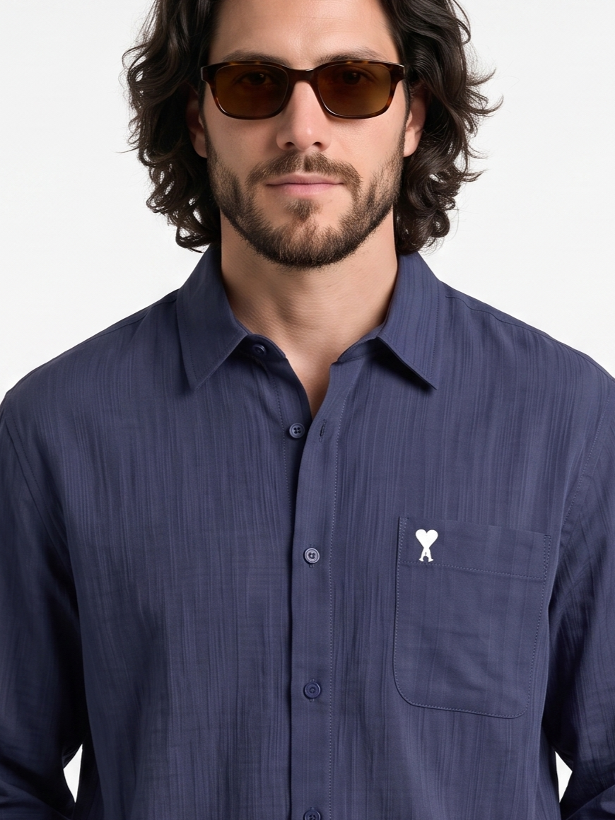 Long Sleeve Box Fit Shirt Navy/1002-202-21