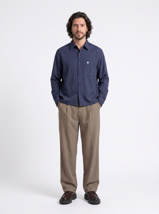 Long Sleeve Box Fit Shirt Navy/1002-202-21