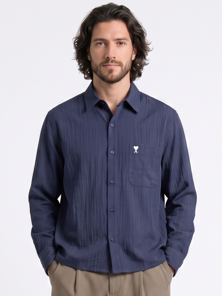 Long Sleeve Box Fit Shirt Navy/1002-202-21