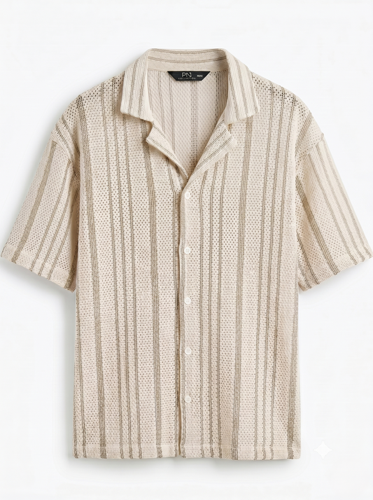 Relaxed-Fit knit Shirt With a Striped Design/1005-202
