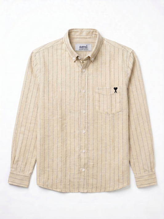 Long Sleeve Striped Shirt Beige/1024-202-13