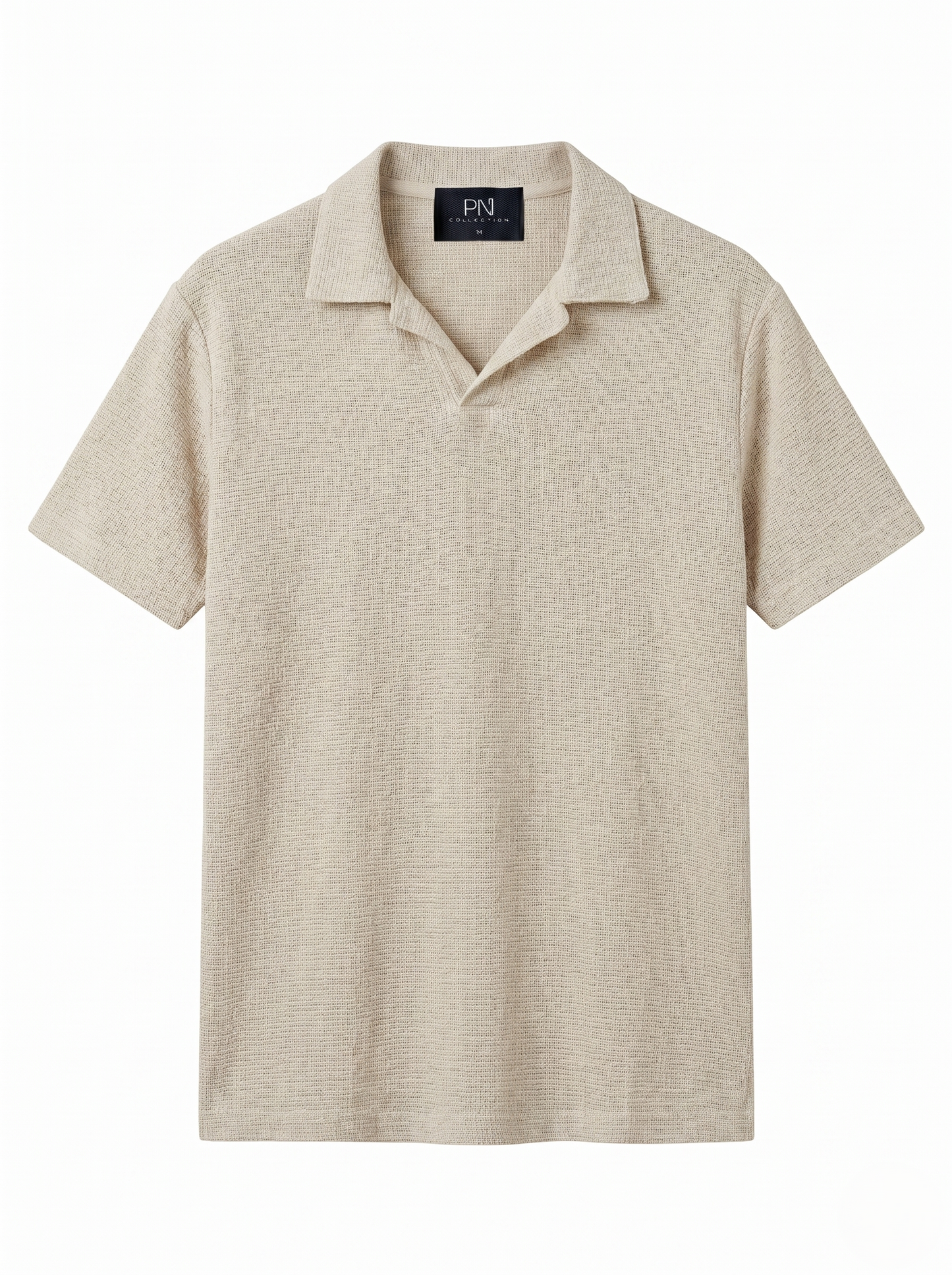 Textured Open-Collar Polo shirt/1016-205