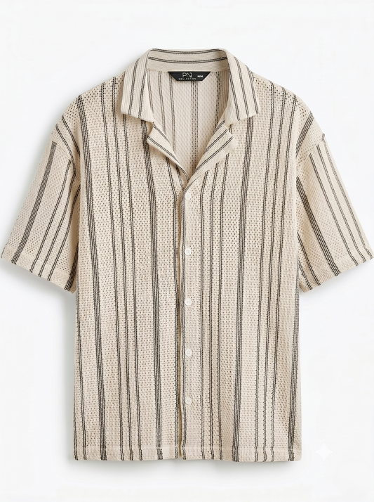 Relaxed-Fit knit Shirt With a Striped Design/1005-202