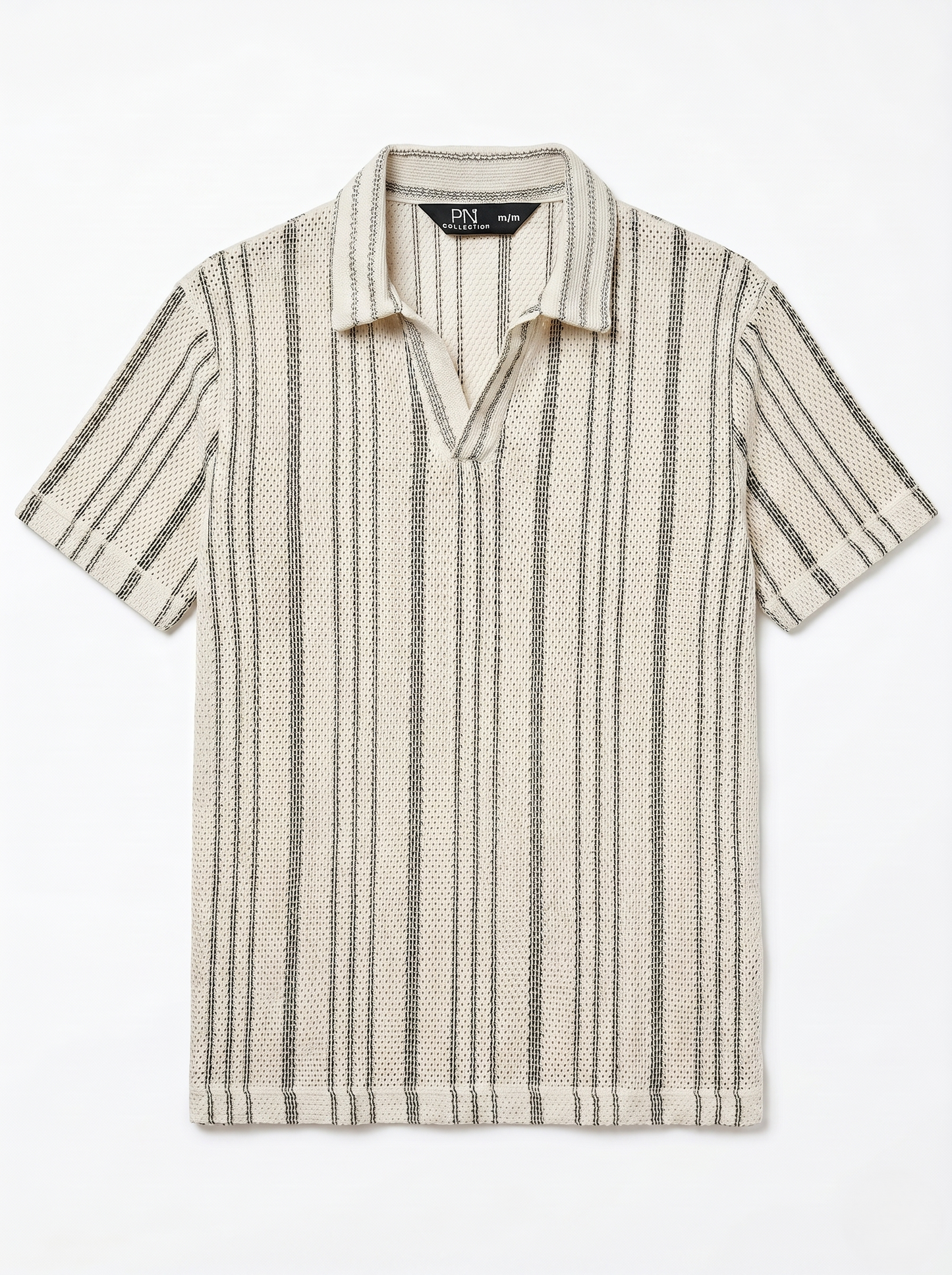 Relaxed-Fit Knit Polo With a Striped Design Black/1003-205-10