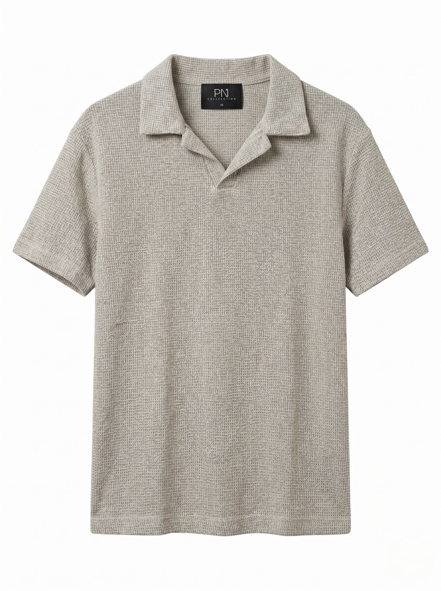 Textured Open-Collar Polo shirt/1016-205