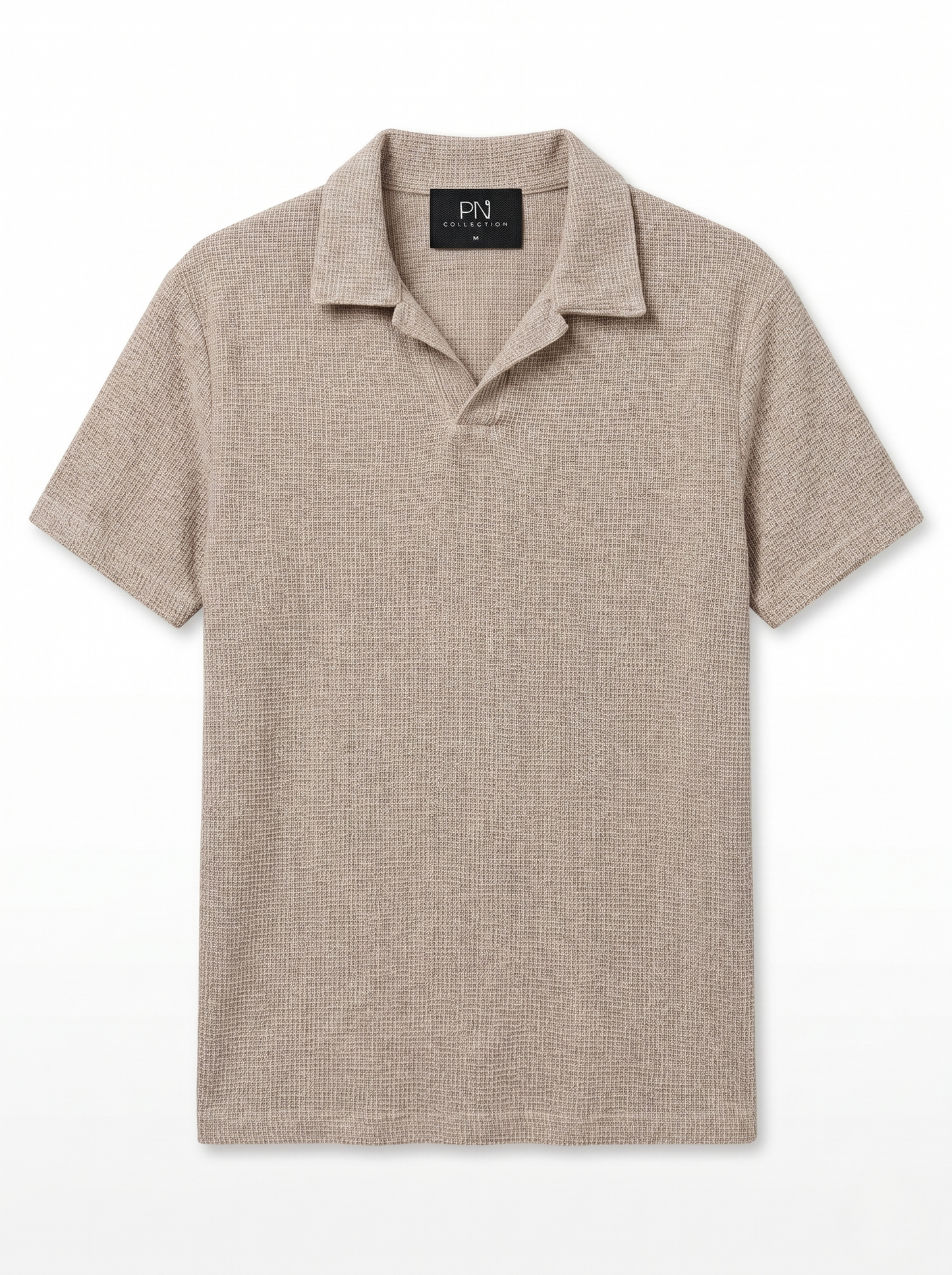 Textured Open-Collar Polo shirt/1016-205