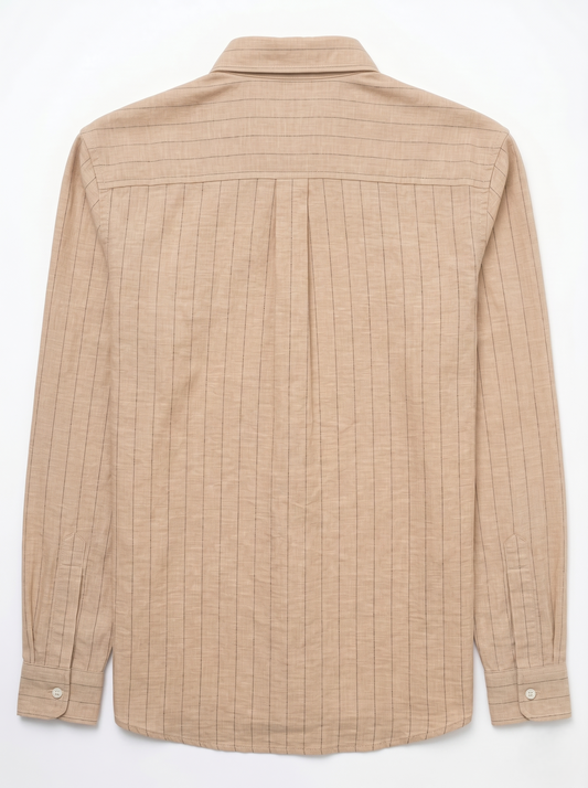 Long Sleeve Striped Shirt Light Brown/1024-202-34