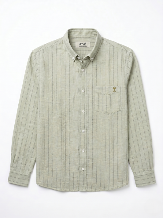 Long Sleeve Striped Shirt Mint Green/1024-202-32