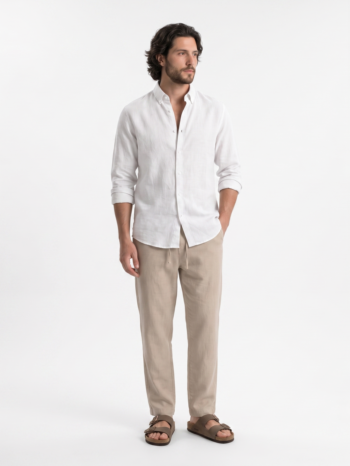 Relaxed Fit Linen Pants Beige/1007-203-13