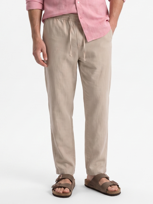 Relaxed Fit Linen Pants Beige/1007-203-13