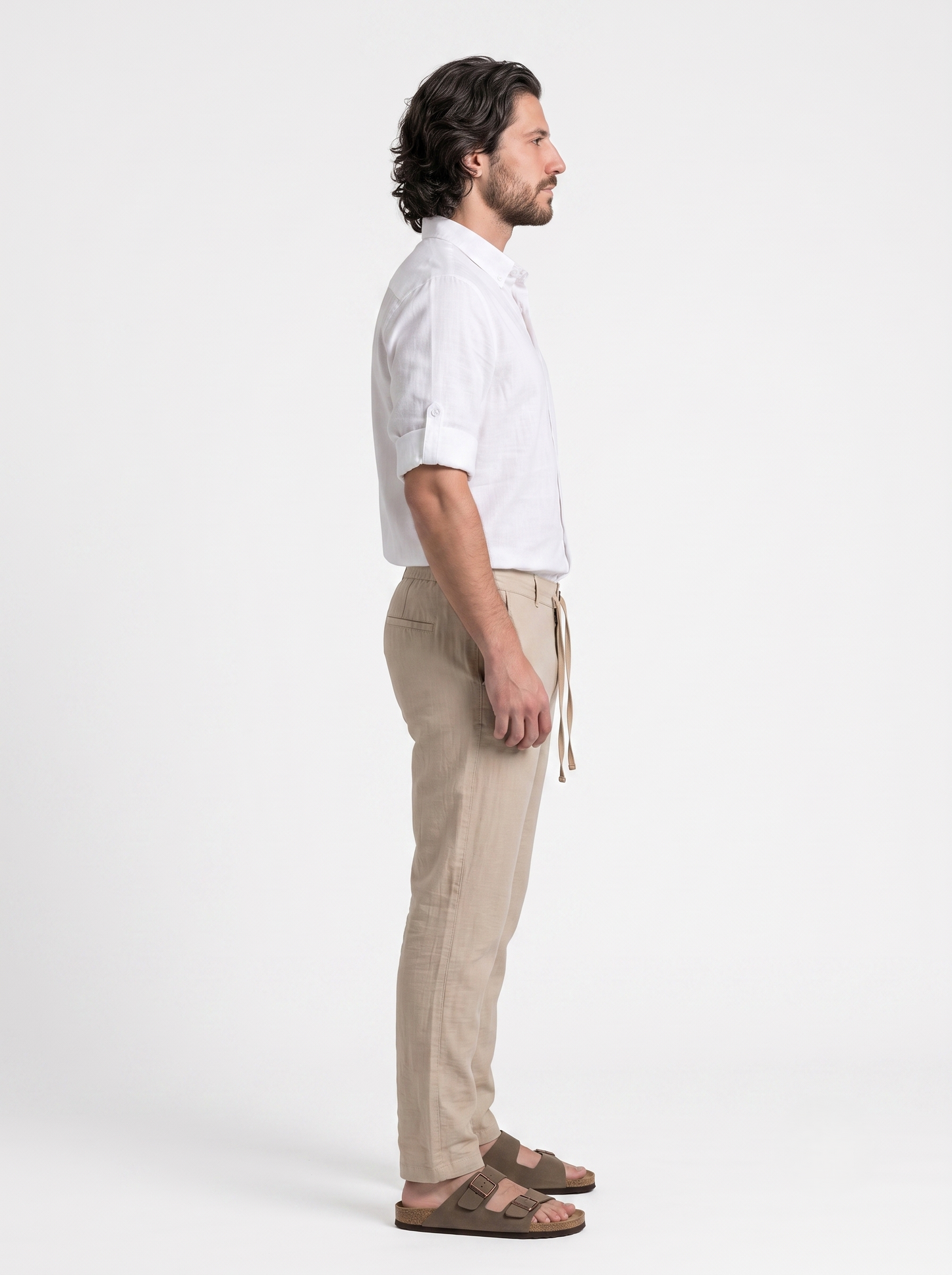 Relaxed Fit Linen Pants Beige/1007-203-13