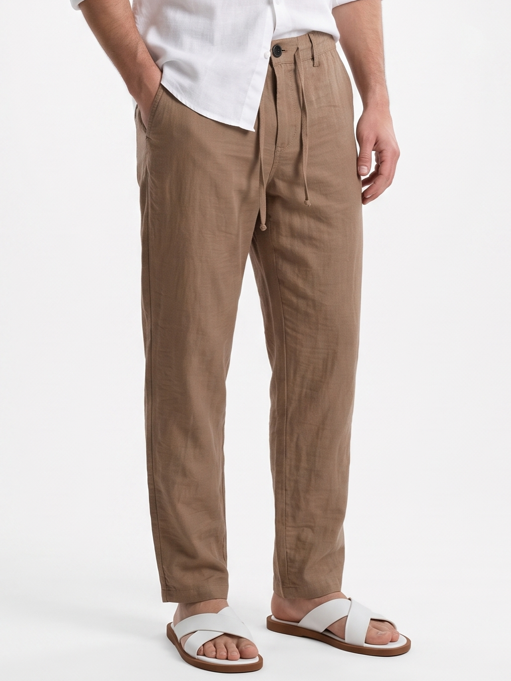 Relaxed Fit Linen Pants Brown/1007-203-26