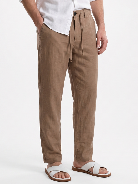 Relaxed Fit Linen Pants Brown/1007-203-26