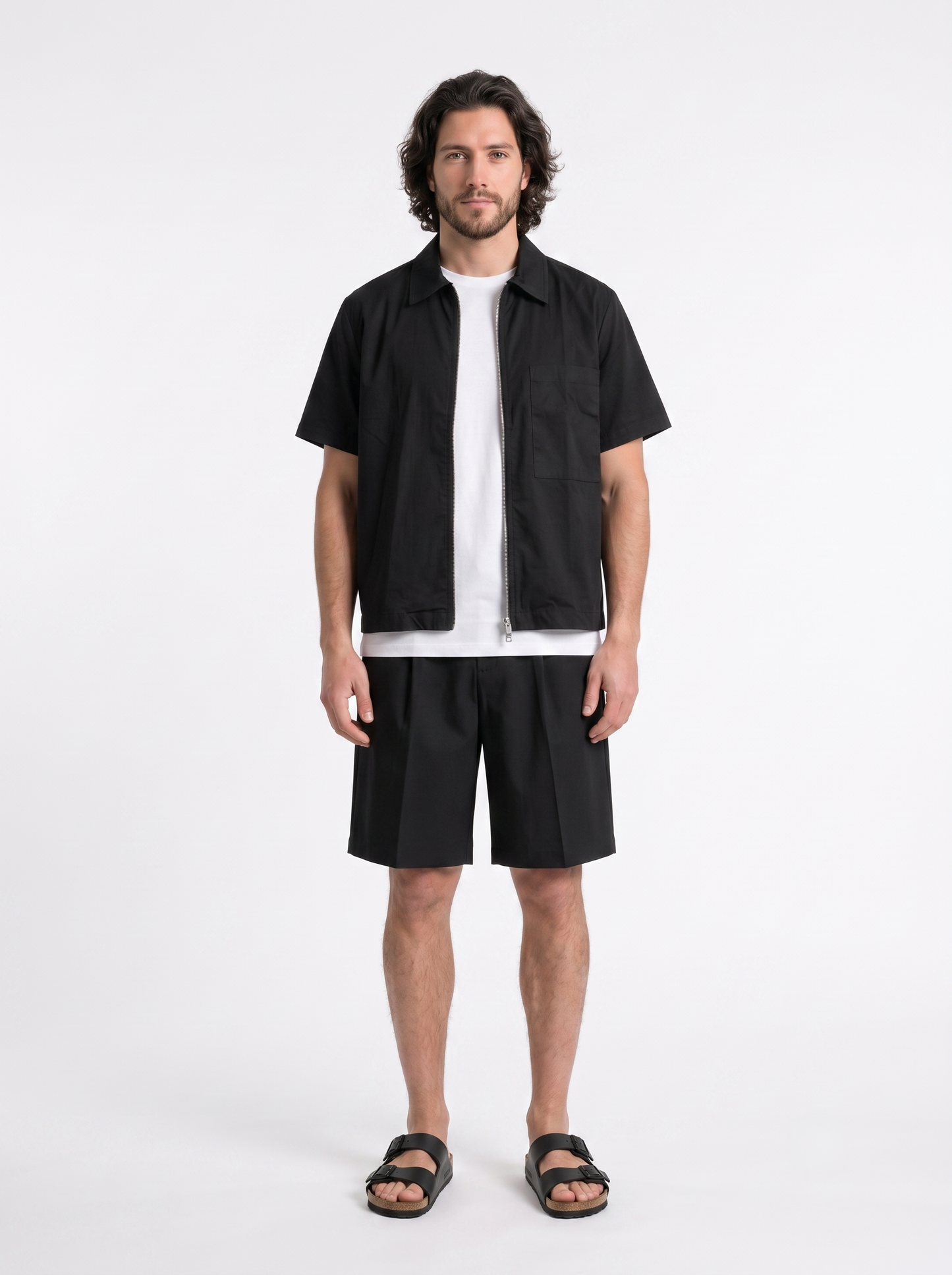 Over Shirt With Double Zipper Black/1033-202-10