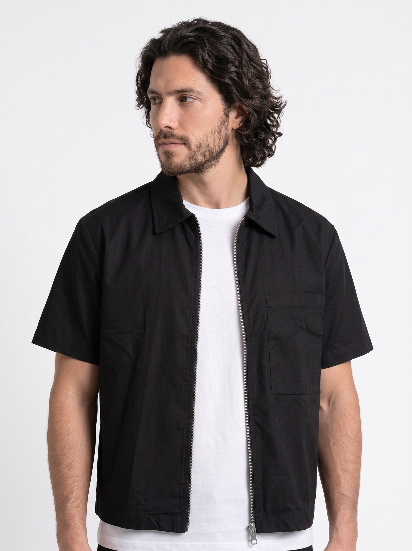 Over Shirt With Double Zipper Black/1033-202-10