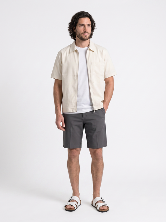 Over Shirt With Double Zipper Beige/1033-202-13