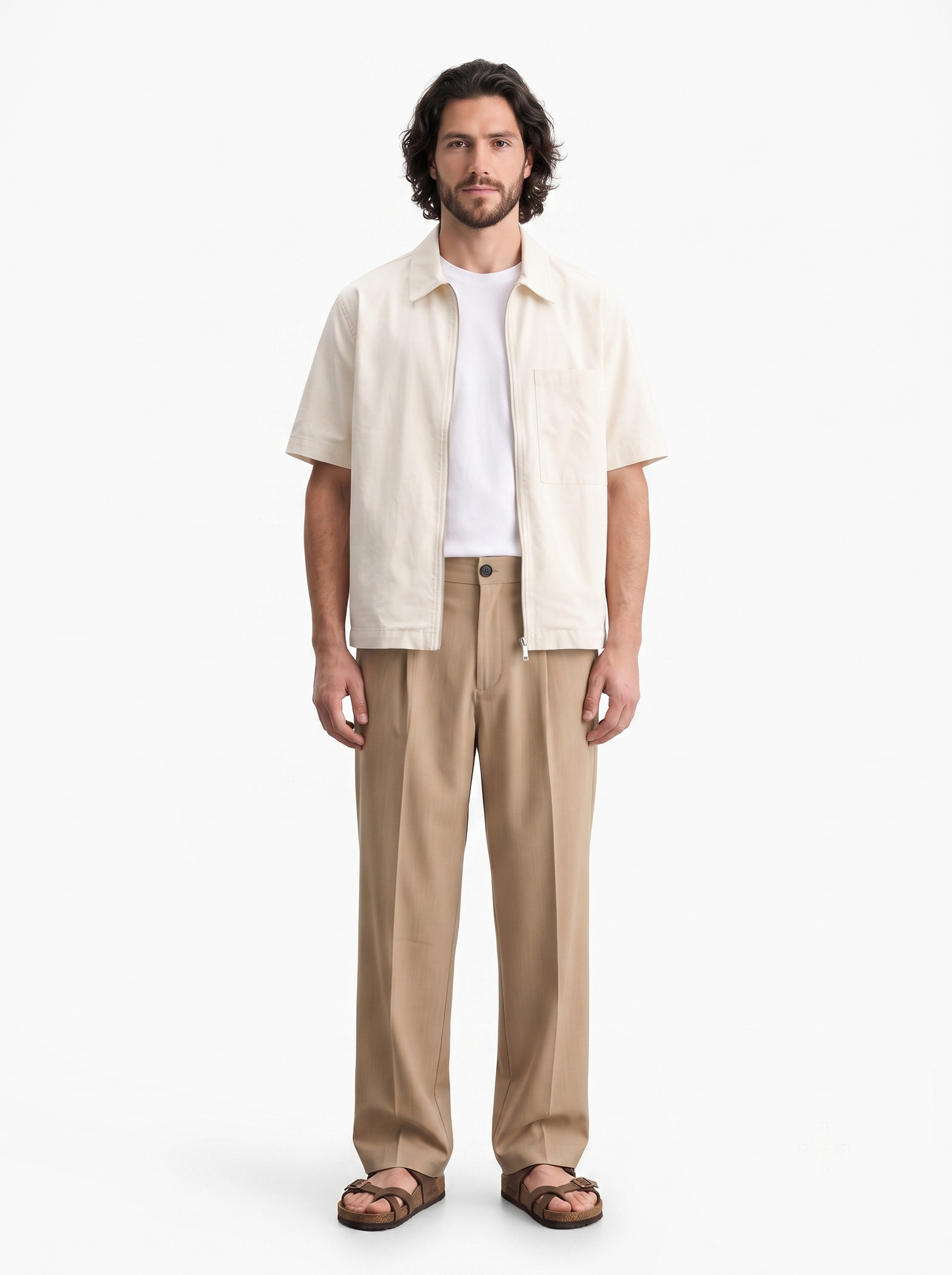 Pleated Wide Leg Pants Beige/1037-203-13