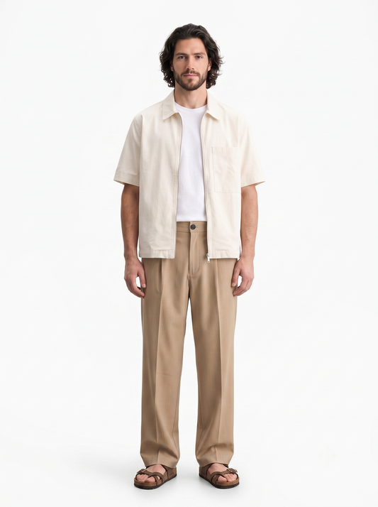 Pleated Wide Leg Pants Beige/1037-203-13