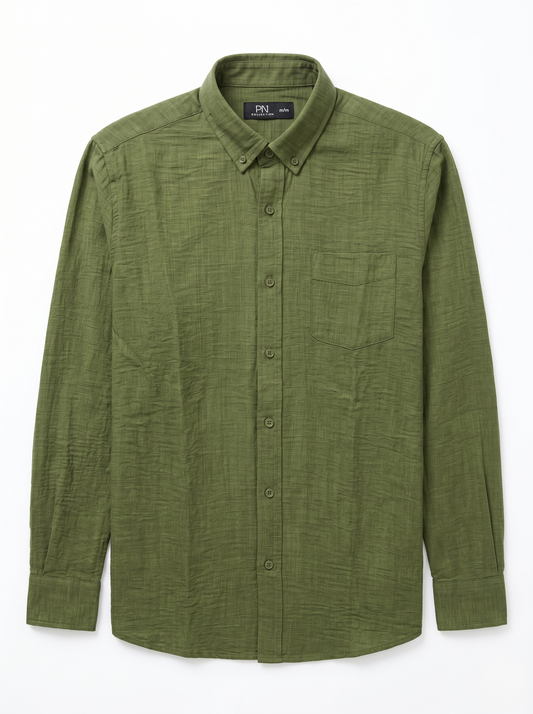Relaxed Fit Long Sleeve Linen Shirt/1008-202
