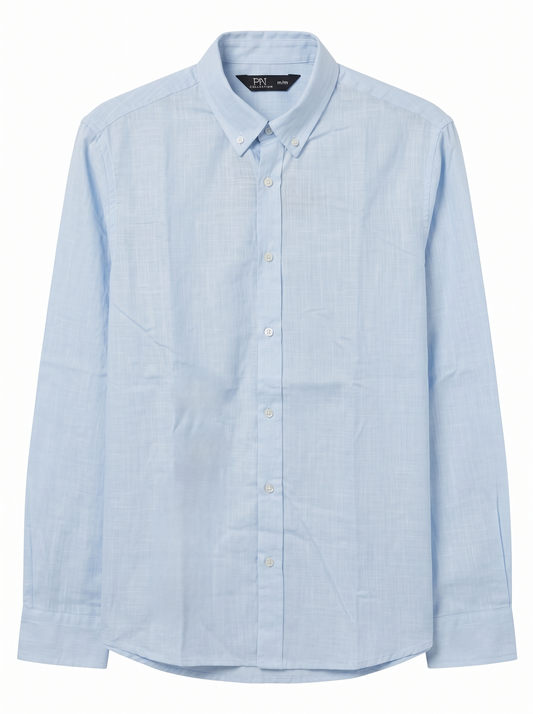 Oversized Basic Linen Shirt With Long Sleeves/1027-202