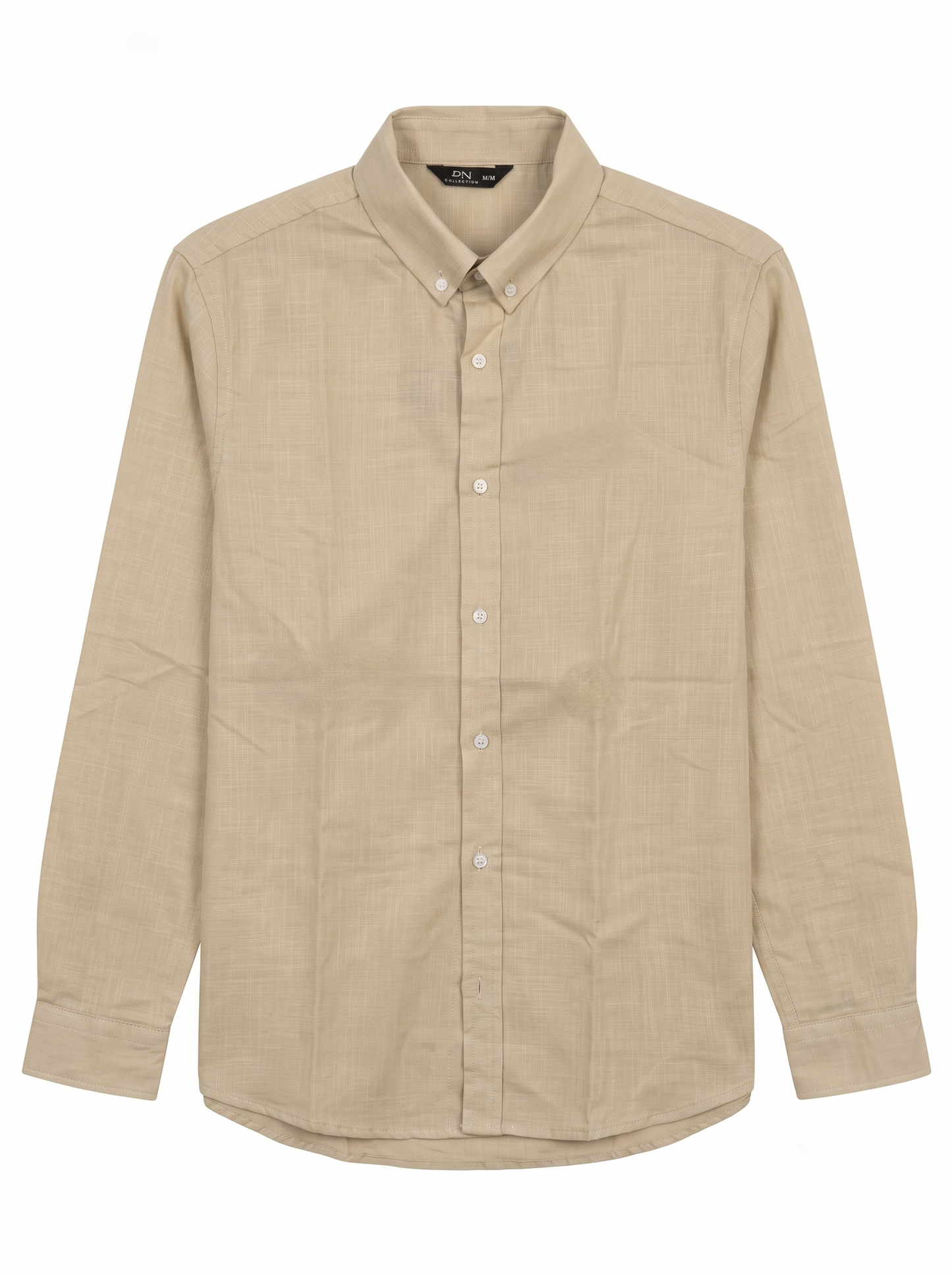 Oversized Basic Linen Shirt With Long Sleeves/1027-202