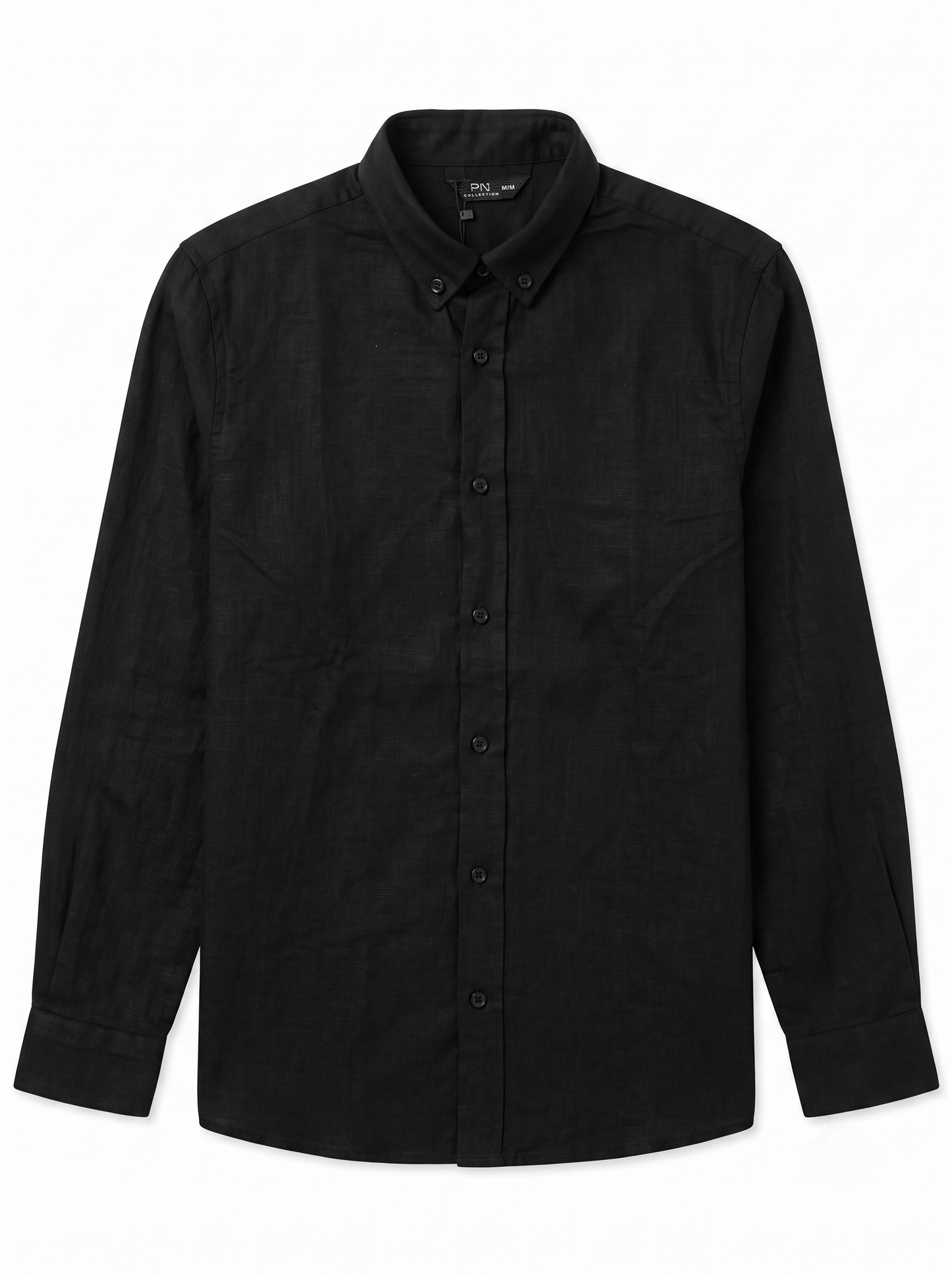 Oversized Basic Linen Shirt With Long Sleeves/1027-202