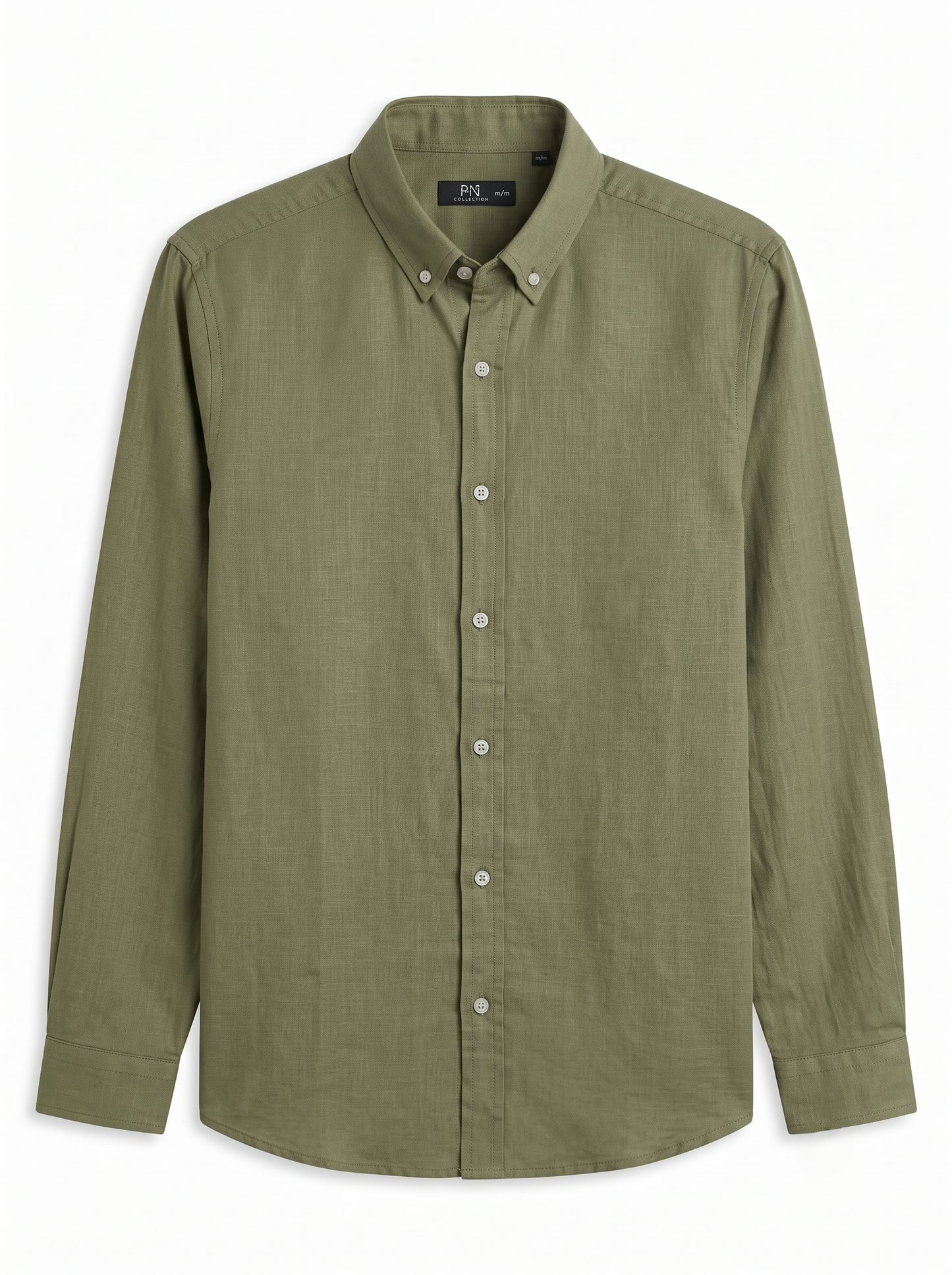 Oversized Basic Linen Shirt With Long Sleeves/1027-202