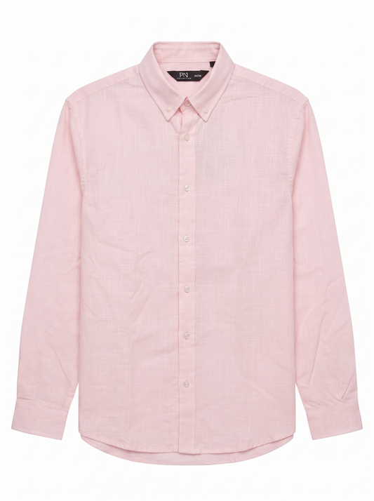 Oversized Basic Linen Shirt With Long Sleeves/1027-202