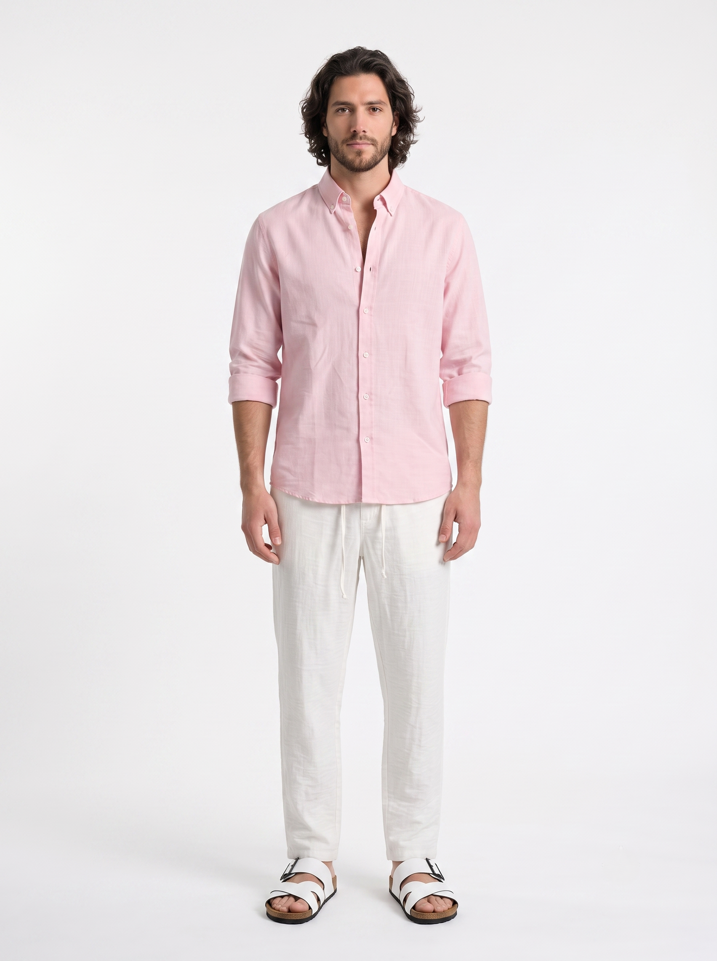 Relaxed Fit Linen Pants white/1007-203-12