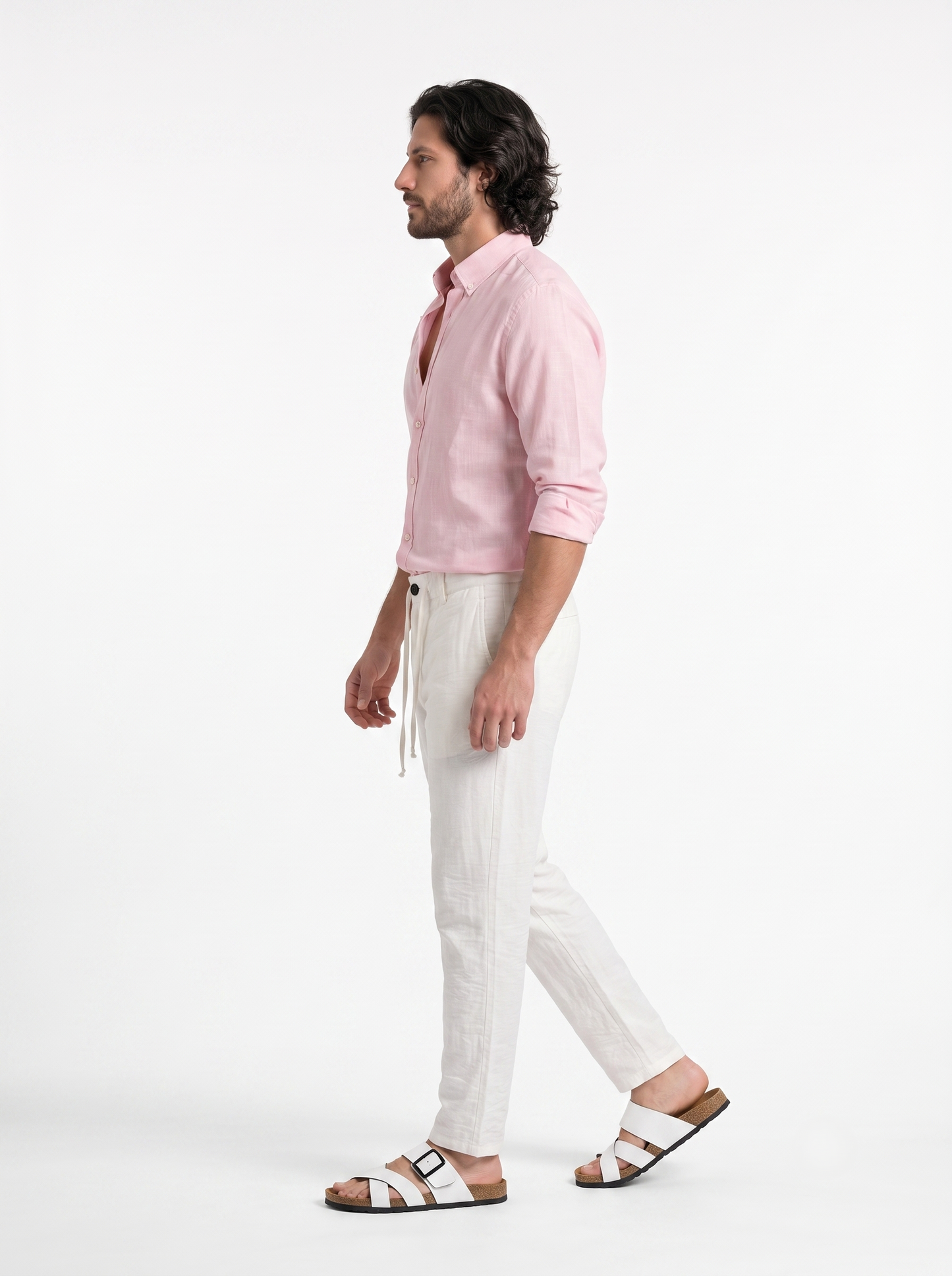 Relaxed Fit Linen Pants white/1007-203-12