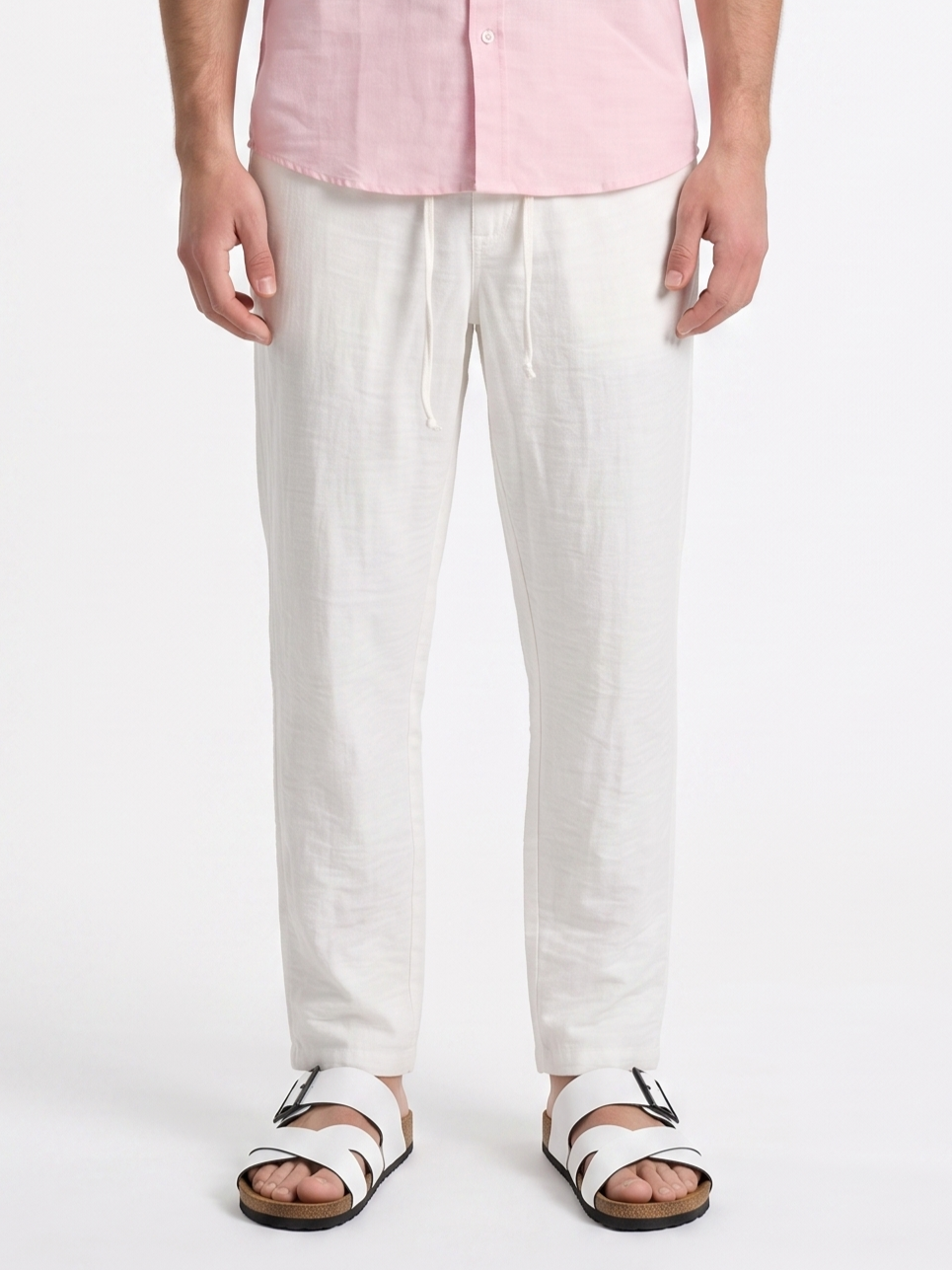 Relaxed Fit Linen Pants white/1007-203-12