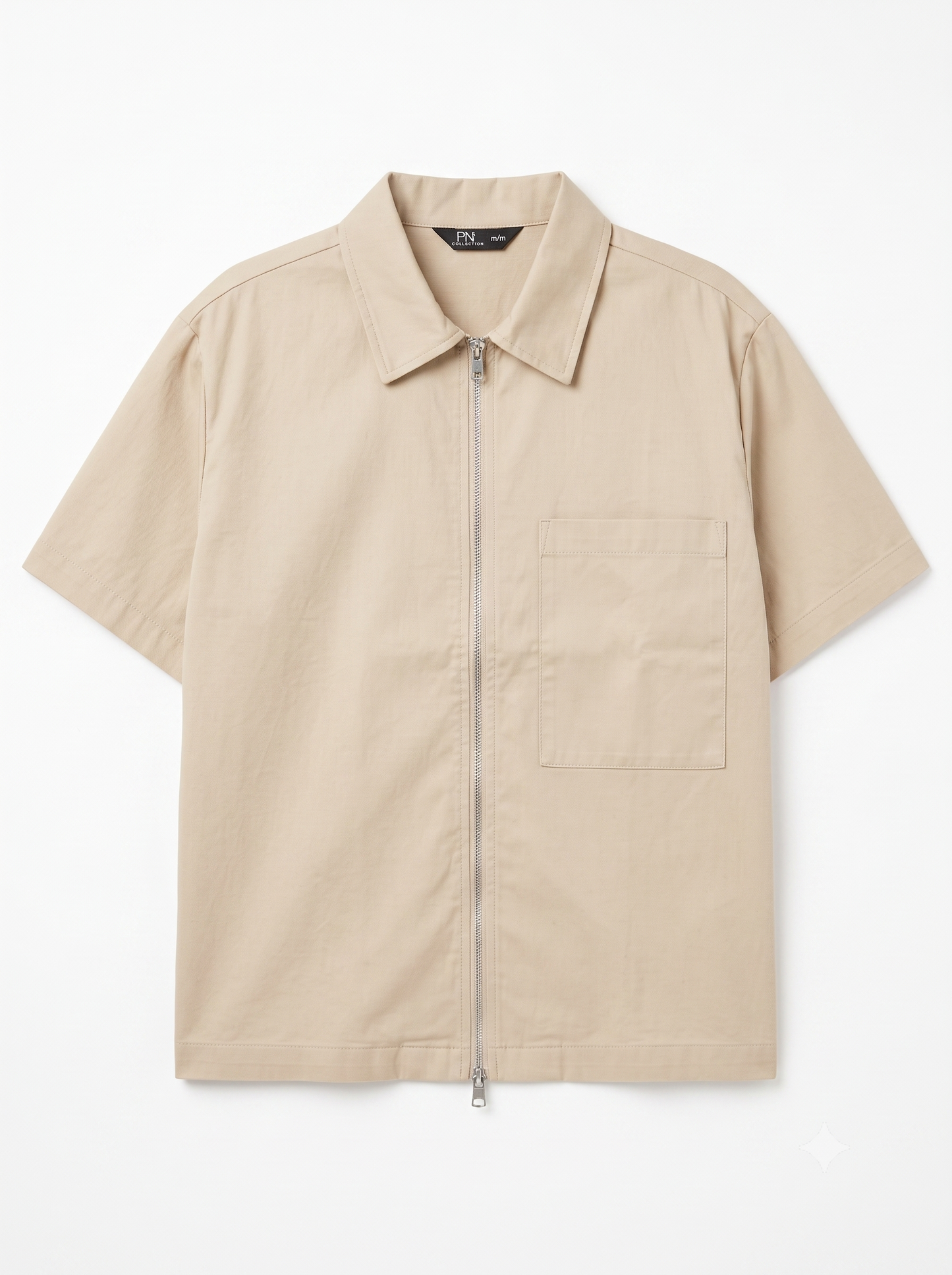 Over Shirt With Double Zipper Light Brown/1033-202-26