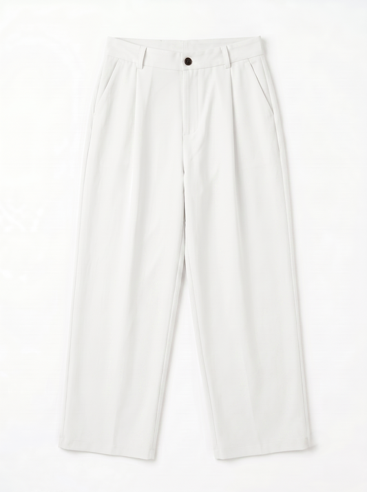 Pleated Wide Leg Pants White/1037-203-12
