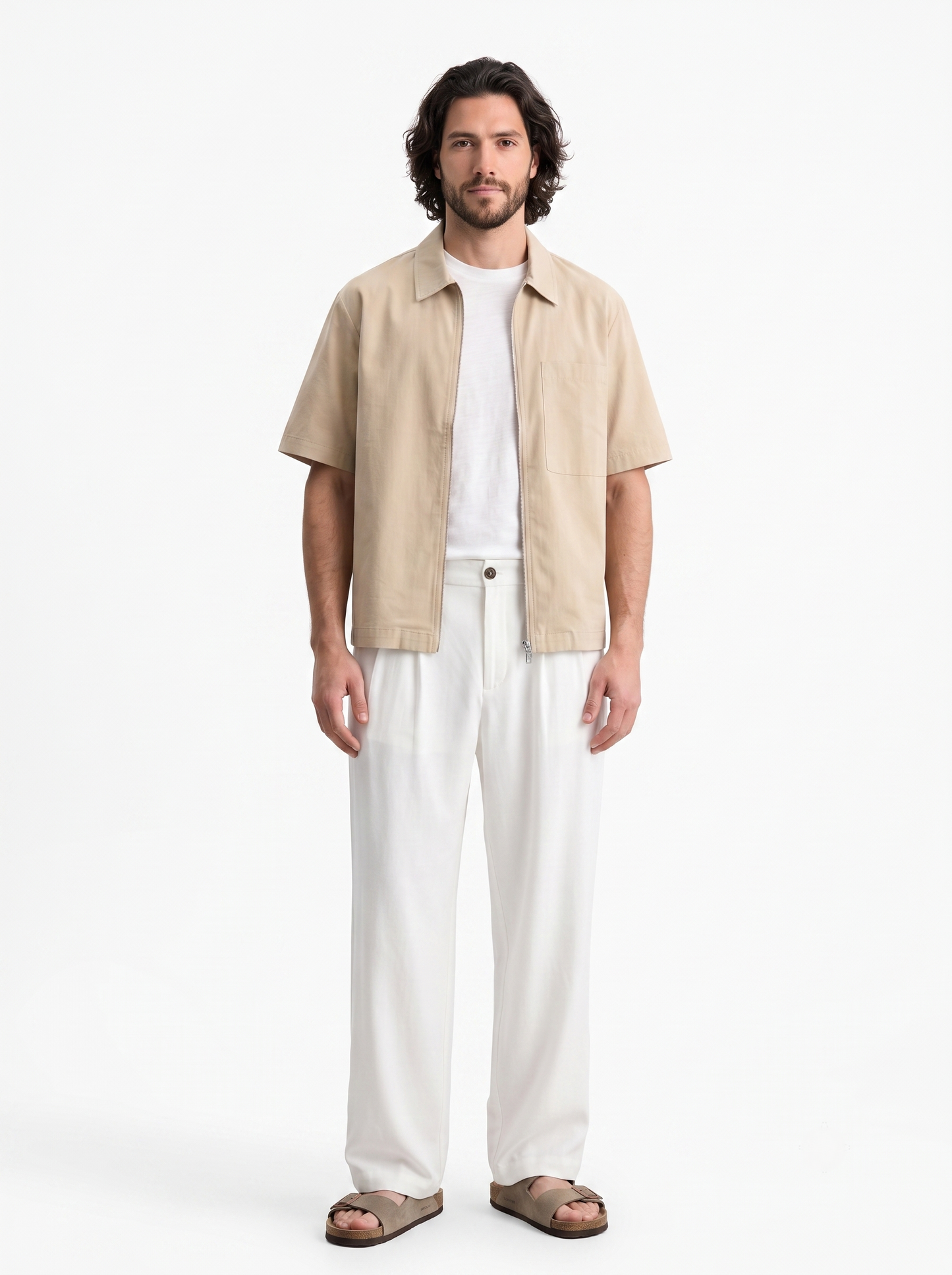 Pleated Wide Leg Pants White/1037-203-12