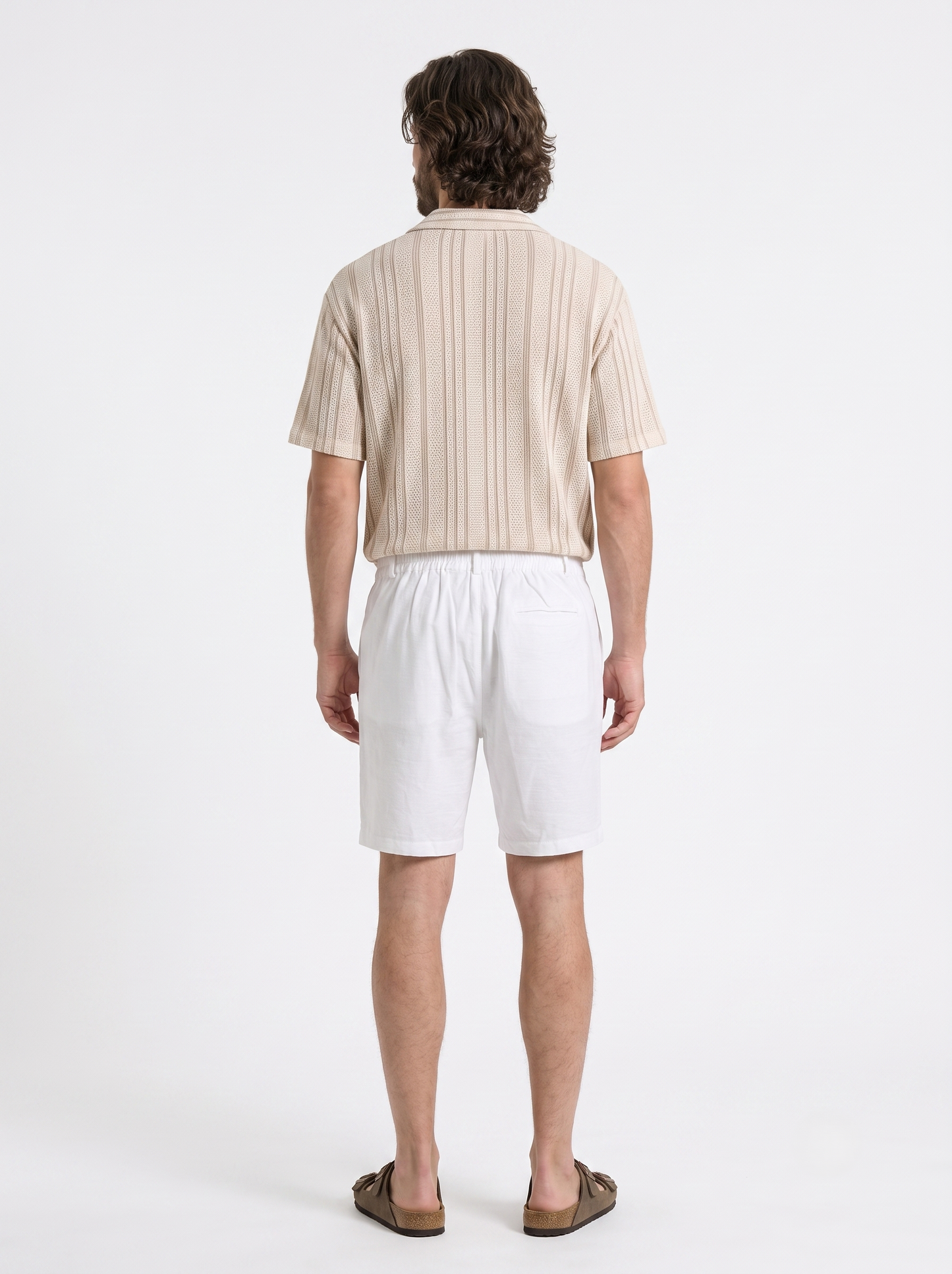 Linen Relaxed Fit Bermuda Shorts White/1011-204-12